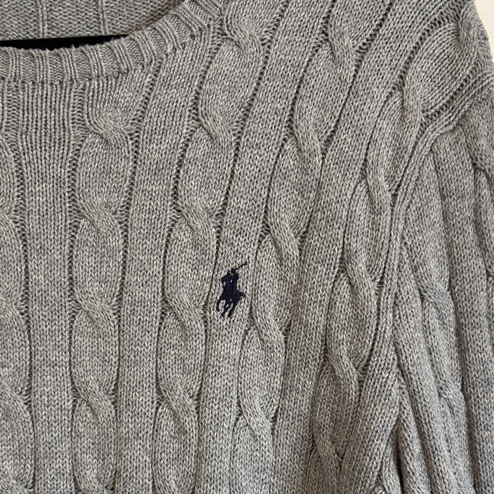Polo by Ralph Lauren Grey Cable Knit Sweater Size Small - Picture 3 of 5